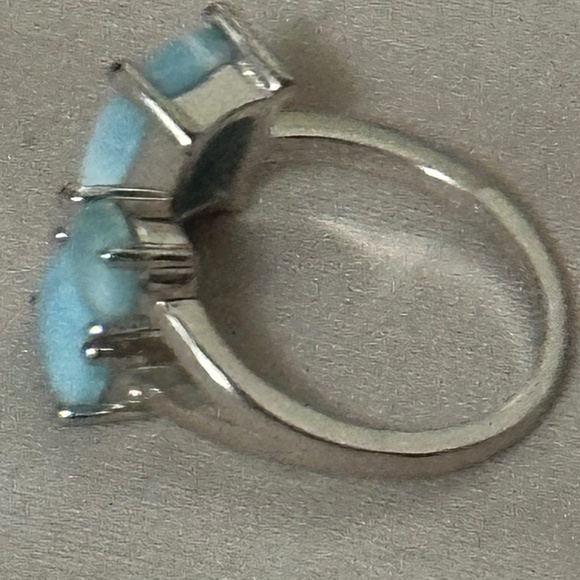 925 Sterling Silver Ring & 3 Larimar Stones in different shapes. - Picture 5 of 10